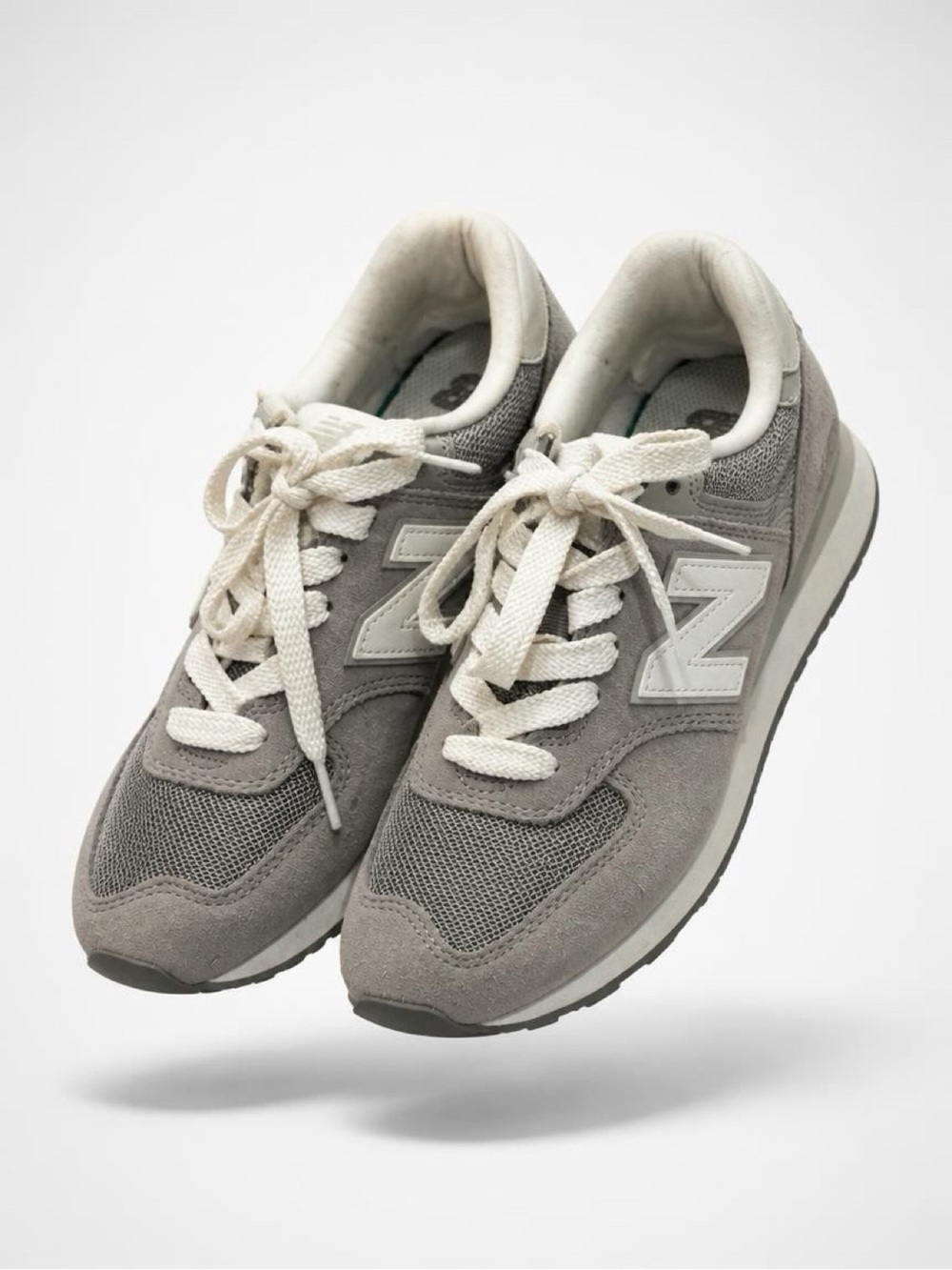 New Balance 574 Women's Gray Suede & Mesh Sneakers with White Accents